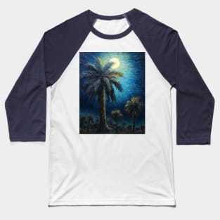 Tropical Palm Tree Under the Moon Baseball T-Shirt